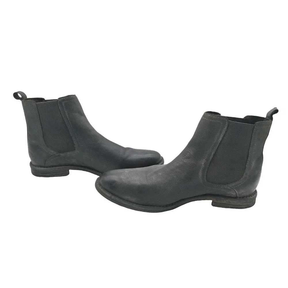 Roan By Bed Stu Cynan Boots Mens 12 Gray Leather Chelsea Buckle Ankle Boots